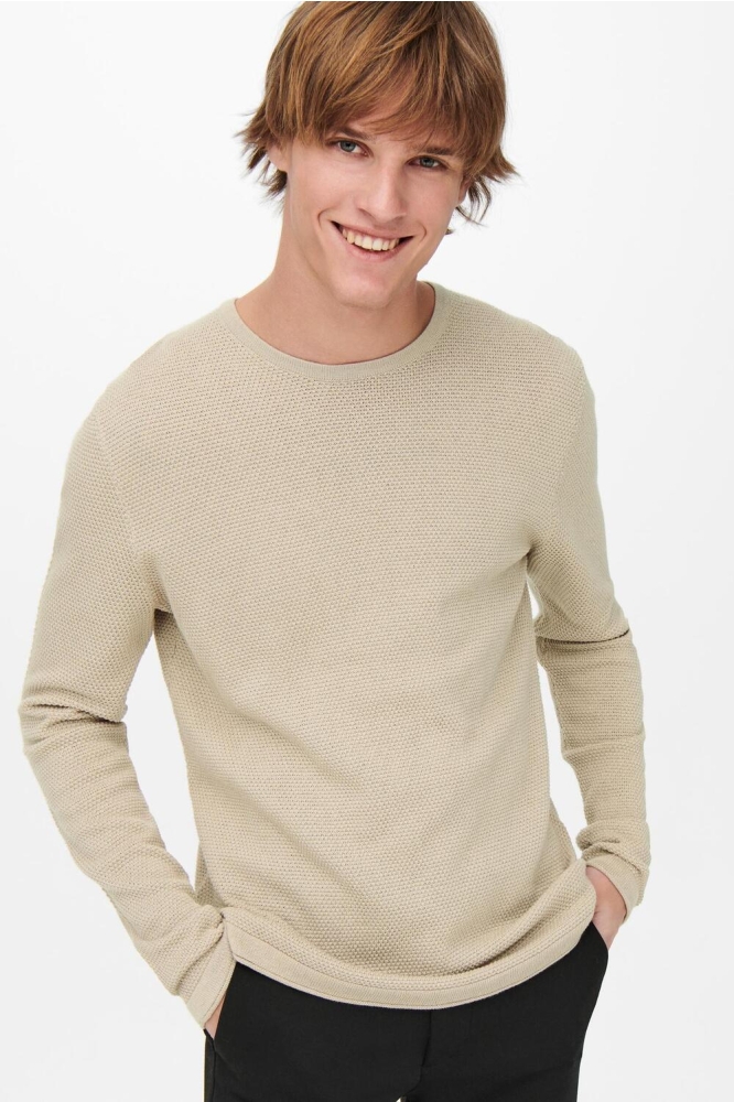 ONSPANTER LIFE 12 STRUC CREW KNIT N 22016980 Silver Lining